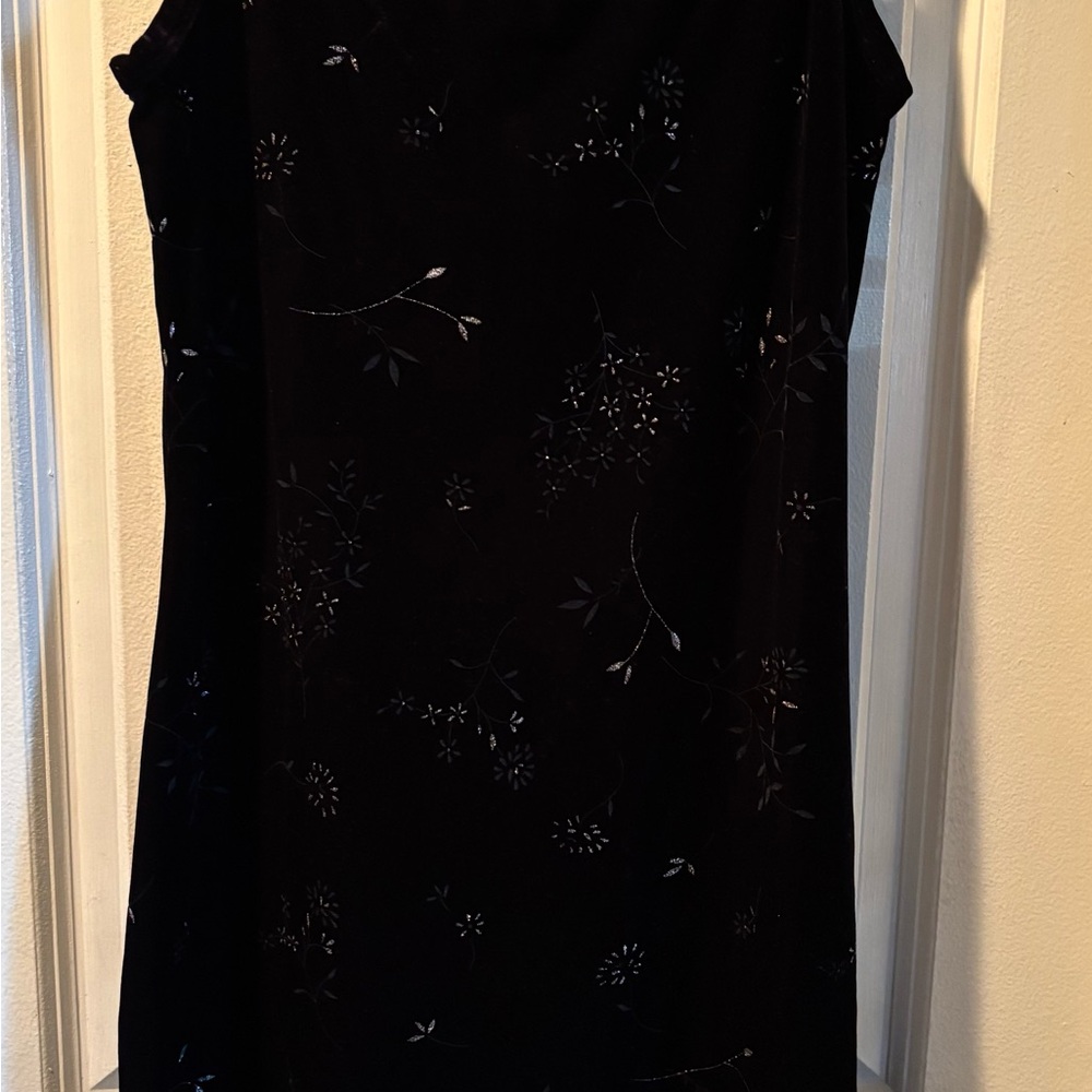 Black Stretch Velour with Glitter Dress Small